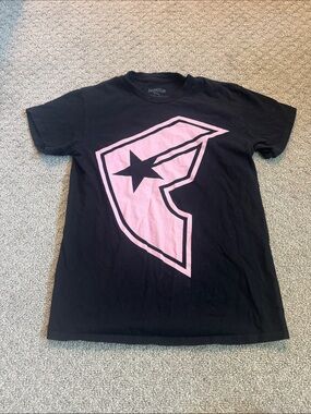 Famous Stars & Straps Juniors Black T-Shirt with Pink Logo